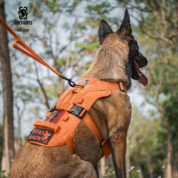 Шлейка для собак OneTigris T-Bone тактична, посилена, з 2 ручками, вибухозахисна, регульована, для полювання, прогулянок, тренувань (M, L:27-41кг)