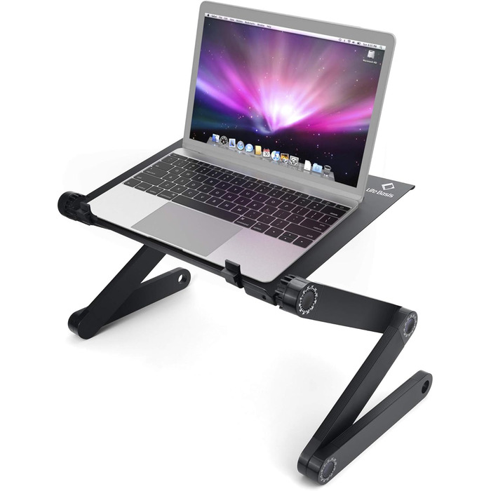 Підставка для ноутбука LifeBasis, складна, регульована, з алюмінієвого сплаву, для екранів до 17 дюймів, чорна