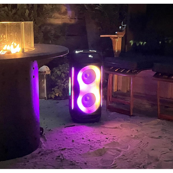 Reflexion PS09BT Bluetooth Портативна Акустика для Вечірок, DJ, Караоке, 500 Вт, FM Радіо, LED Ефект, Мікрофон, Вбудований Акумулятор, Чорний