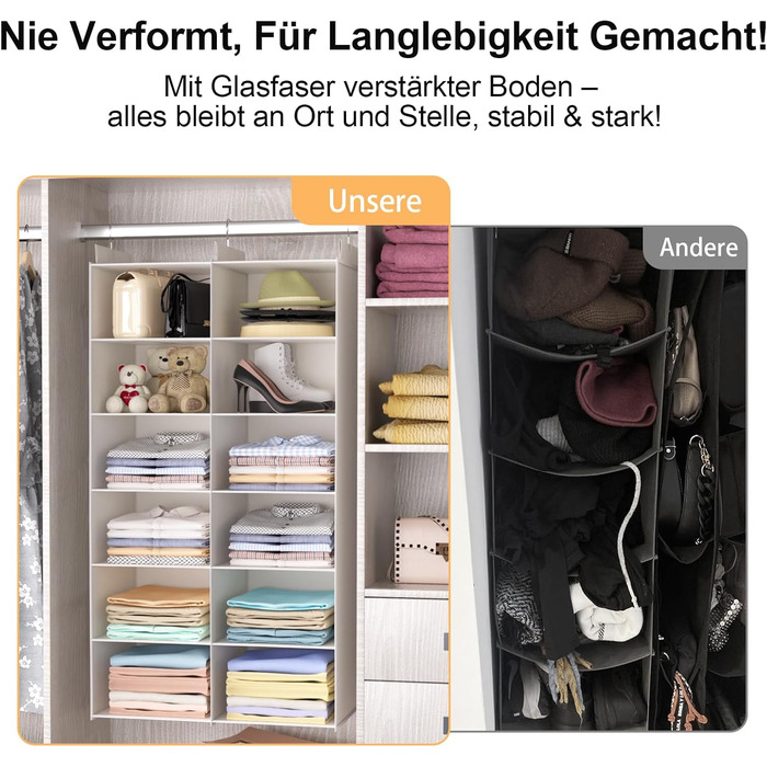 Органайзер для одягу на 6 рівнів, розкладний, з металевими гачками - для шафи, спальні, гуртожитку