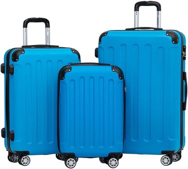 Чохол-валіза Beibye: валіза-роликовий багаж з кодовим замком, 4 колеса (Чорний, Цяново-синій, Набір валіз)