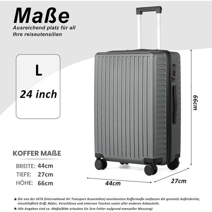 Валіза ручної поклажі TANTOMI з відділенням для ноутбука, 51 см, жорсткий корпус ABS, легкий, 4 колеса 360°, TSA-замок (Світло-темно зелений, 41 л)