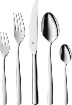 WMF Boston Stainless Steel Cutlery Set, 6 Place Setting, 30-Piece Dinner Set, Monoblock Knives, Polished Cromargan Stainless Steel, Dishwasher Safe Table Cutlery Single