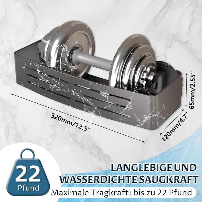 Двомісний кутовий поличний органайзер для душу без свердління, чорний, з кріпленням на присосках, з гачками для рушників та аксесуарів, для шампуню та гелю для душу