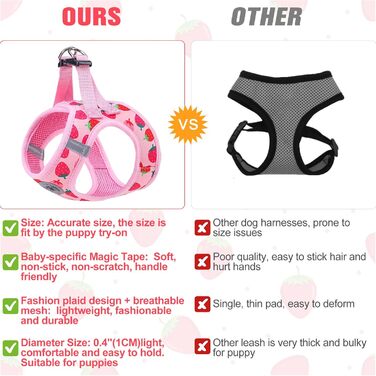 Шлейка та поводок для собак та котів Beautyzool, м'яка сітчаста тканина, світловідбивачі, для дрібних та середніх цуценят, в клітинку, XS/S (обхват грудей 37-41 см)