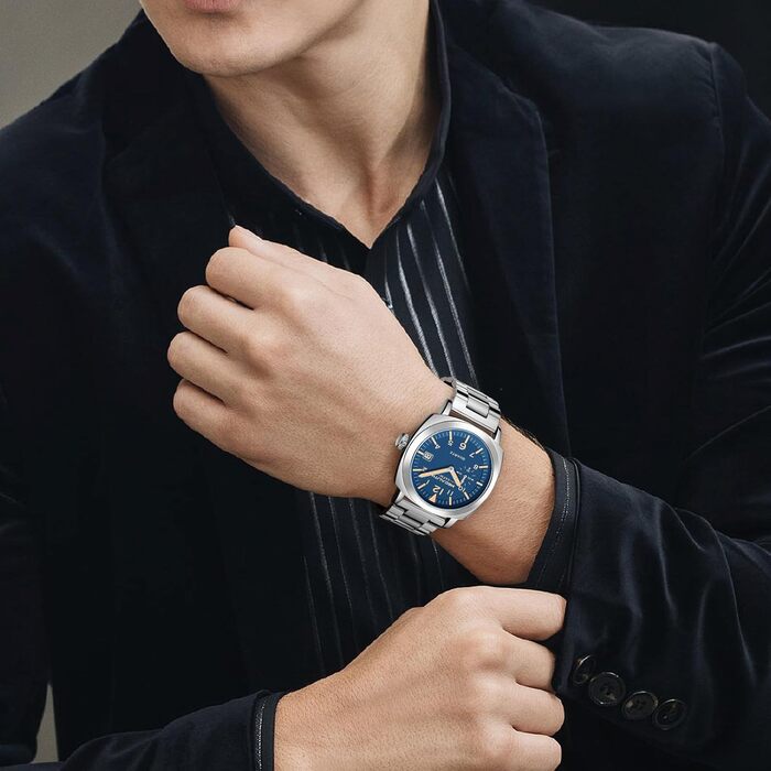 MEGALITH Годинник чоловічий Military, спортивний, Outdoor, водонепроникний з шкіряним ремінцем, сталевий корпус, велике циферблат, свідовий календар, аналоговий кварцовий годинник для чоловіків, дизайн (A-1 Срібло/Блакитний)