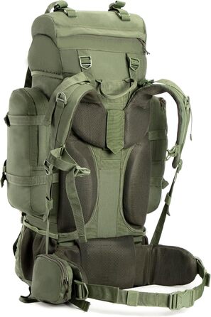 Tripole Rucksack from the Colonel Series with Internal Frame - Featuring Detachable Daypack and Rain Cover (95 Liters, Green (Army Green))