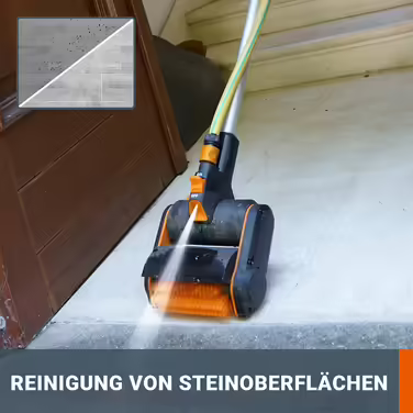 WORX WG441E.9 20V Cordless Multi-Brush - multifunctional surface brush for cleaning stone & wood surfaces & weed removal - integrated water connection - PowerShare compatible - without battery & charger