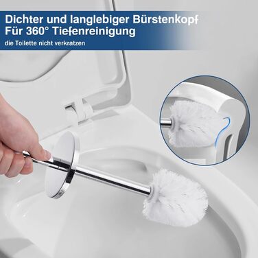 Набір для чищення унітазу FIISAYL з тримачем: щітка та підставка з нержавіючої сталі (сріблястий)