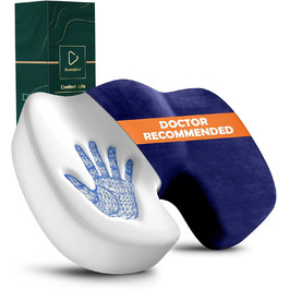 Ортопедична подушка для сидіння Ecosafeter з піною Memory Foam - покращує кровообіг та знімає напругу з куприка. Ергономічна подушка для офісного, комп'ютерного крісла, крісла-коляски (Блакитна)