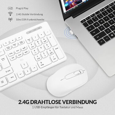 Набір клавіатури та миші Rii (2 шт.) бездротовий, для PC/Laptop/Windows/Smart TV, німецька розкладка, чорний