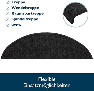 Beautissu Non-Slip Stair Treads - 55x15 cm - 15 Pack - Self-Adhesive Indoor Stair Mats - Anthracite Grey - ProStair for Narrow Stairs