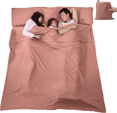 V VILISUN Sleeping Bag Liner, lightweight, portable, soft travel and camping blanket, with compact and carry bag, for travel, hotel