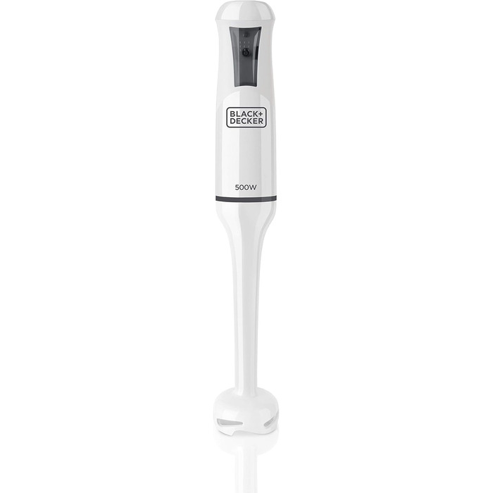 BLACK+DECKER Stabmixer | BXHB500E | 500W | Compact and ergonomic design | splash-proof | Includes measuring cup | Plastic | White 1 accessory Single 500W