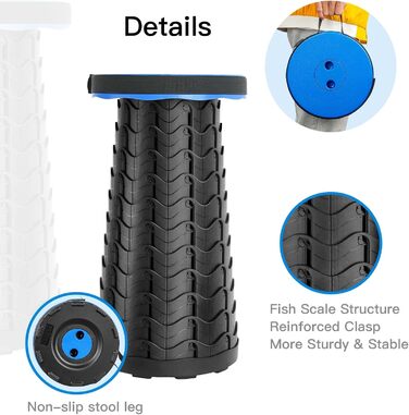 Складний туристичний стільчик-телескоп, 397Lb, блакитний. Легкий, стабільний, регульований по висоті. Для кемпінгу, риболовлі, пікніка, відпочинку вдома та подорожей.