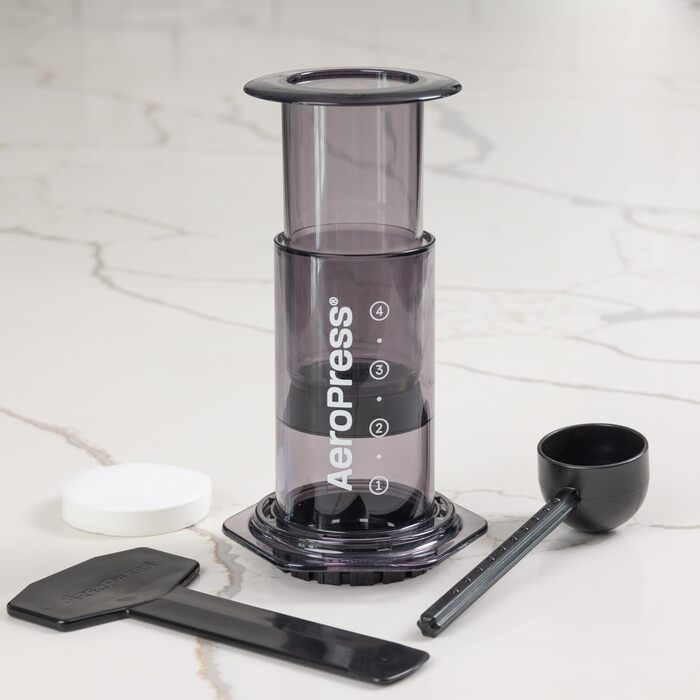 Кавоварка AeroPress Clear 3-в-1: прес, еспресо, френч-прес, портативна, чорна, для подорожей і кемпінгу, без гіркоти