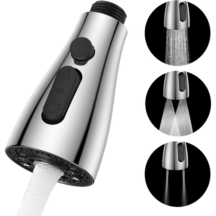 Кухонний змішувач SREWOHS PRO з висувним виливом, 360° обертання, 4 режими розпилення, однорегуляторний, високий вилив, ABS-розпилювач для кухонної мийки, проста установка