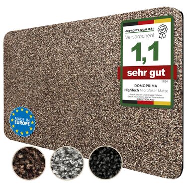 Килимок для підлоги DOMOPRIMA з мікрофібри, миючий, неслизький, надзвичайно поглинаючий, плоский - антибактеріальний, для внутрішнього та зовнішнього використання (60x40 см) (Світло-коричневий, 75x50 см (Прямокутний))