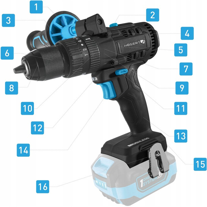Акумуляторний шуруповерт Hoegert Technik 18 V HT2E223-B24