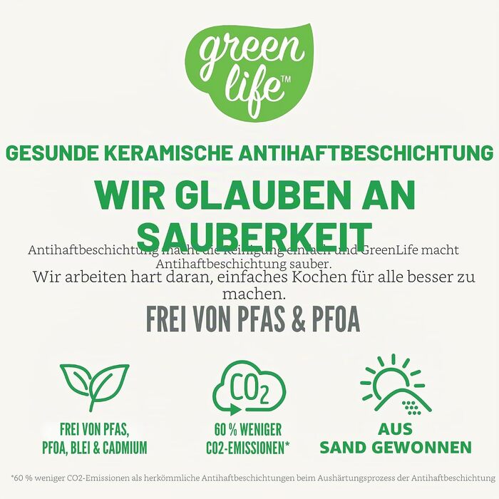 Набір посуду GreenLife з антипригарним покриттям (10 предметів), сковороди та каструлі зі знімною ручкою, PFAS-free, для індукційних плит, колір Scattery Cream