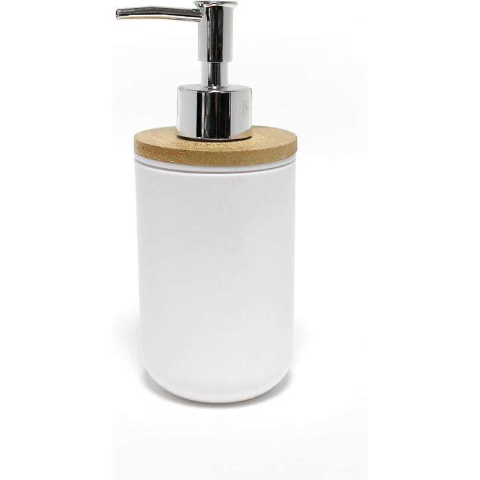 Дозатор мила Smart, білий, з бамбуковим декором, 7,2 x 17,5 см (Полістирол)