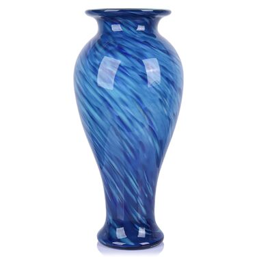 Велика скляна ваза 50,8 см, ручної роботи, для дому та декору, сучасний дизайн (Блакитна)