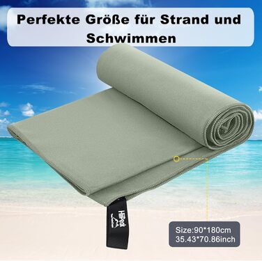 HiiPeak Рушник з мікрофібри: компактний, легкий, швидковисихаючий для спорту та басейну (180 x 90 см, колір: зелений)