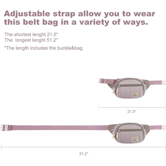 Wind Took Stylish Large Waist Bag/Fanny Pack/Chest Bag/Phone Pouch with Headphone Port for Travel, Hiking, Outdoor, Running - Women, 35x7.5x15cm (Deep Purple)