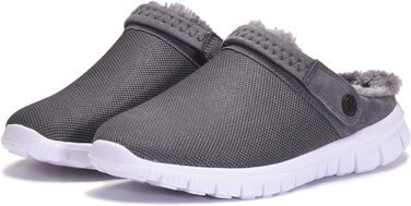Тапочки-клоги Eagsouni для дому та саду, зимові, теплі, з плюшевою підкладкою, антиковзаючі, сірі, 44 EU