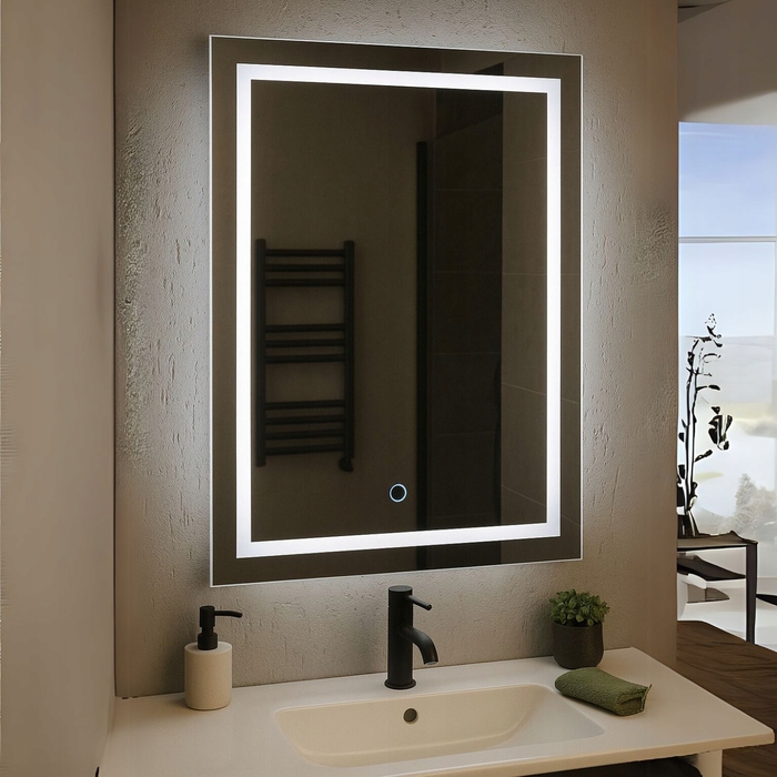 Дзеркало у ванну кімнату Luna 60 x 80 см з LED-підсвіткою та сенсорним вимикачем