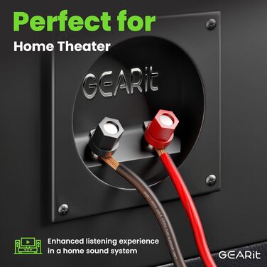 Кабель для акустики GearIT 12 AWG, 30.4 м (100 футів), чорний/червоний – для домашнього кінотеатру та авто