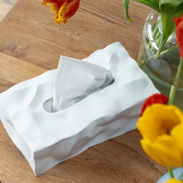 Essey Cosmetic Tissue Box - Wipy Cube II, Rectangular Tissue Dispenser, Design Tissue Box, White