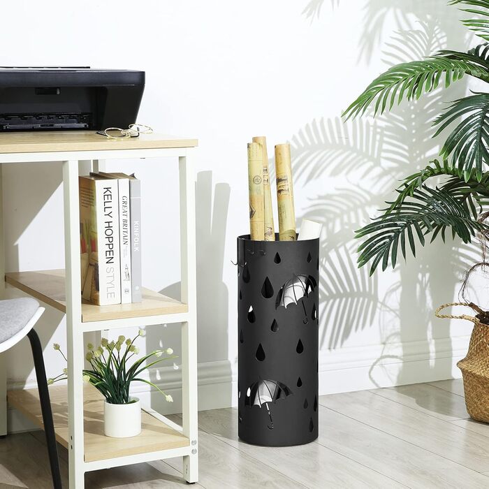 SONGMICS Umbrella Stand - White & Black, 49 x 19.5 cm - Durable & Stylish