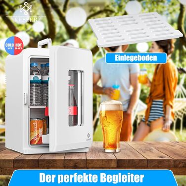 KESSER® Міні холодильник/термобокс 2в1, 15л, охолодження та нагрівання, портативний, AC/DC, 220-240V/12V, для авто, офісу, дому, кемпінгу, білий