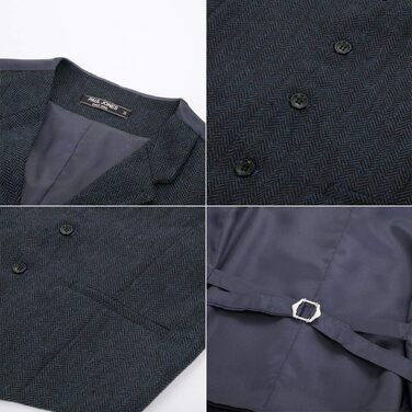 Жилет чоловічий Paul Jones з візерунком 'риб'яча перетинка', твід, вузький комір, приталений крій, розмір XL, A-navy блакитний