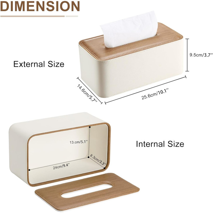 Стильна коробка для серветок з PU шкіри KingFOM - для офісу, авто, дому (C-Бежевий)