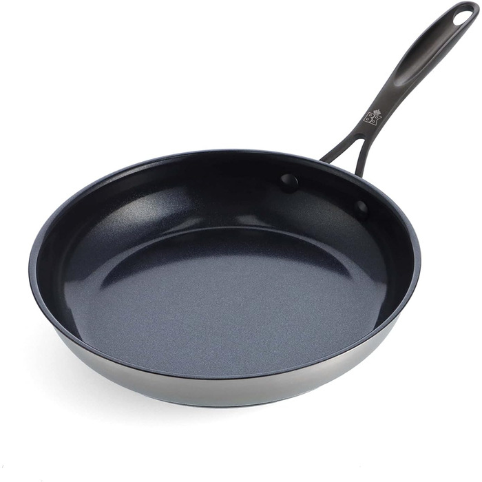 Набір посуду BK Ceramic Black з нержавіючої сталі, 7 предметів: сковорода, каструля, сотейник, індукція, безпечна керамічна антипригарна поверхня без PFAS, чорний (24 см, сковорода)