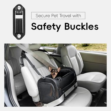 Транспортна переноска для собак та котів, чорна, M - складана переноска для подорожей літаком, авто та потягом