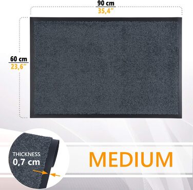 Килимок для входу GadHome 60x90 см, сірий антрацит: водовідштовхувальний, миючий, антиковзкий килимок для дому, коридору, кухні