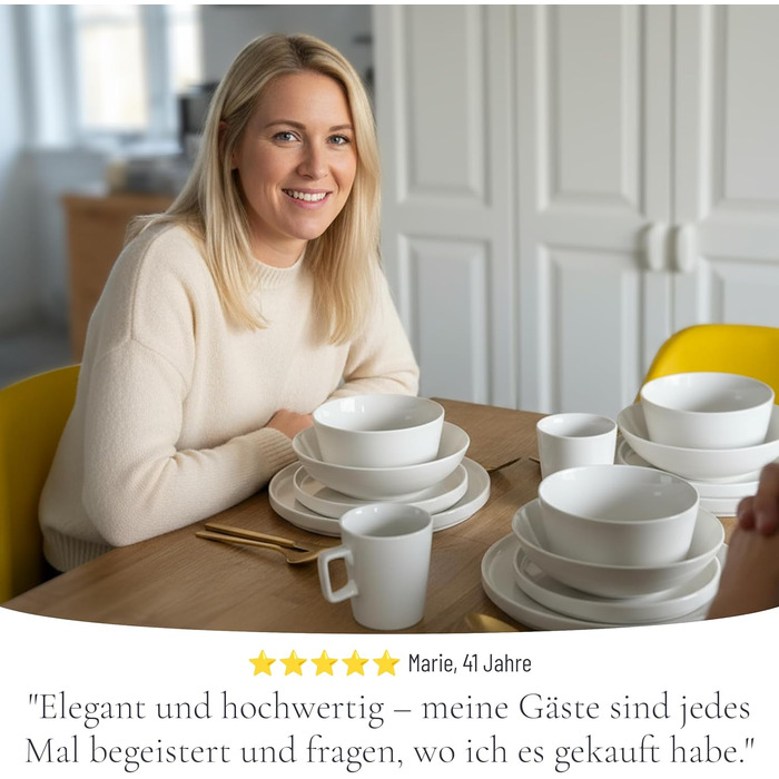 Набір посуду з порцеляни Pure Living 24 шт. для 6 осіб (білий)