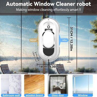 Робот для миття вікон Fensterputzroboter 5800 Па з пультом, навігацією та датчиком краю. 10 серветок для скла