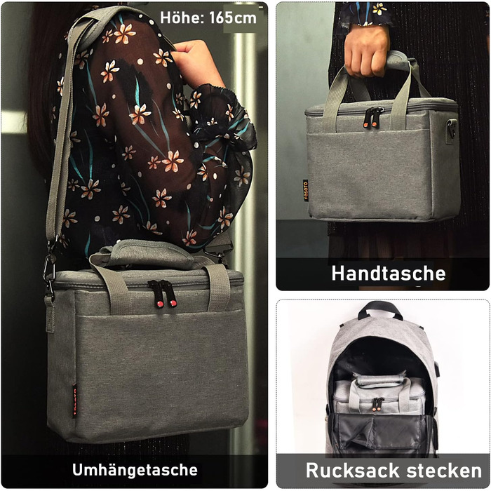 Сумка для камери FOSOTO DSLR-K101 сіра, для фотоапаратів та аксесуарів, з дощовиком, сумісна з Nikon, Canon, Sony