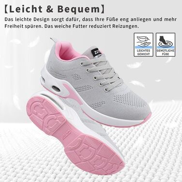 Жіночі кросівки для бігу та ходьби: дихаючі, з ортопедичною підтримкою, антиковзаюча підошва, для занять спортом та активного відпочинку (Сірий, Рожевий, 36 EU)