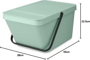 Сміттєвий кошик з кришкою Brabantia Sort & Go 16-20 л, для сортування відходів та тари, світло-зелений (Jade Green)