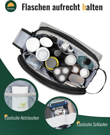 Чоловічий дорожній туалетний набір Kulturbeutel, водонепроникна косметичка з двома блискавками (сірий)