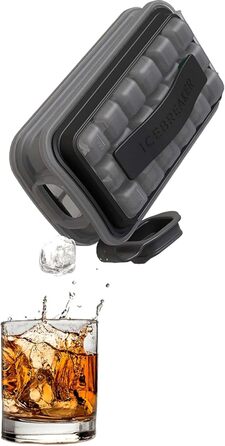 ICEBREAKER Black Pop – The clever, luxurious ice mold for whiskey and cocktails – Silicone ice cube mold with lid for easy ice making and serving –