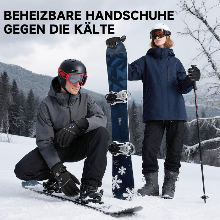 Гріючі рукавички з акумулятором 6000mAh USB, для жінок та чоловіків, 3 режими нагріву, водонепроникні, сенсорні, чорний, EU