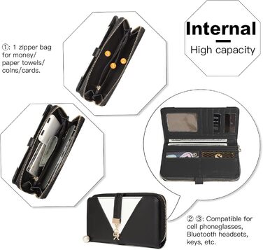 Сумка жіноча Lulu Daen середнього розміру зі штучної шкіри (PU) - чорна, комплект з гаманцем, для роботи, подорожей, бізнесу