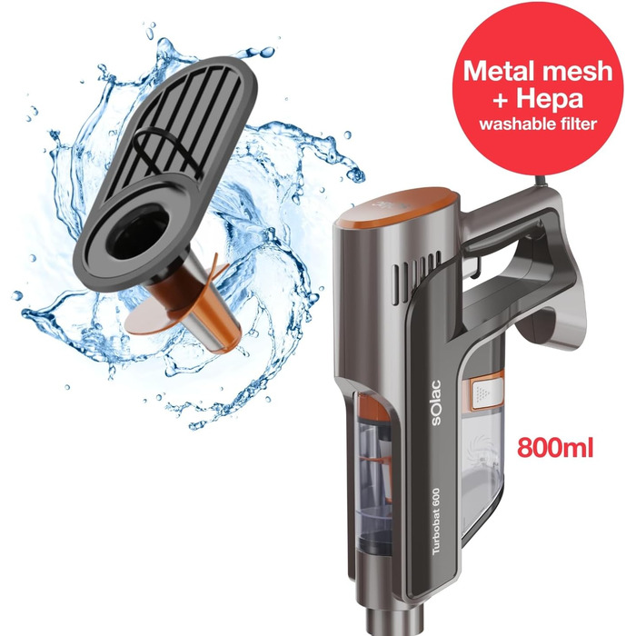 Електричний акумуляторний віник Solac Turbobat Digital Flex 29.6V AE2515 - металевий корпус, колір мідний