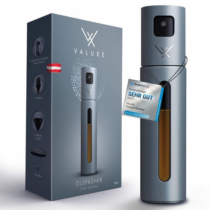 Розпилювач для олії та оцту VALUXE® з нержавіючої сталі з УФ-покриттям та фільтром - пляшка-розпилювач для олії, оцту та оливкової олії (блакитний)